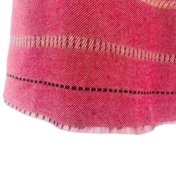 Trussardi Italian A-Line Wool Rust Red Black Skirt Pleated Hem Size 42, US Small - Picture 7 of 10